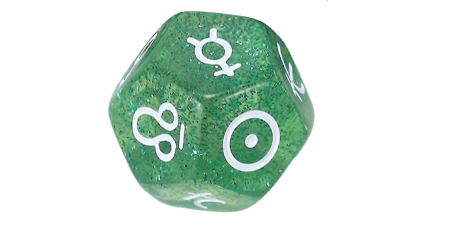 Dé astrologique Mercure gros plan